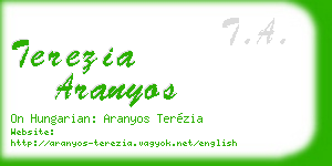terezia aranyos business card
